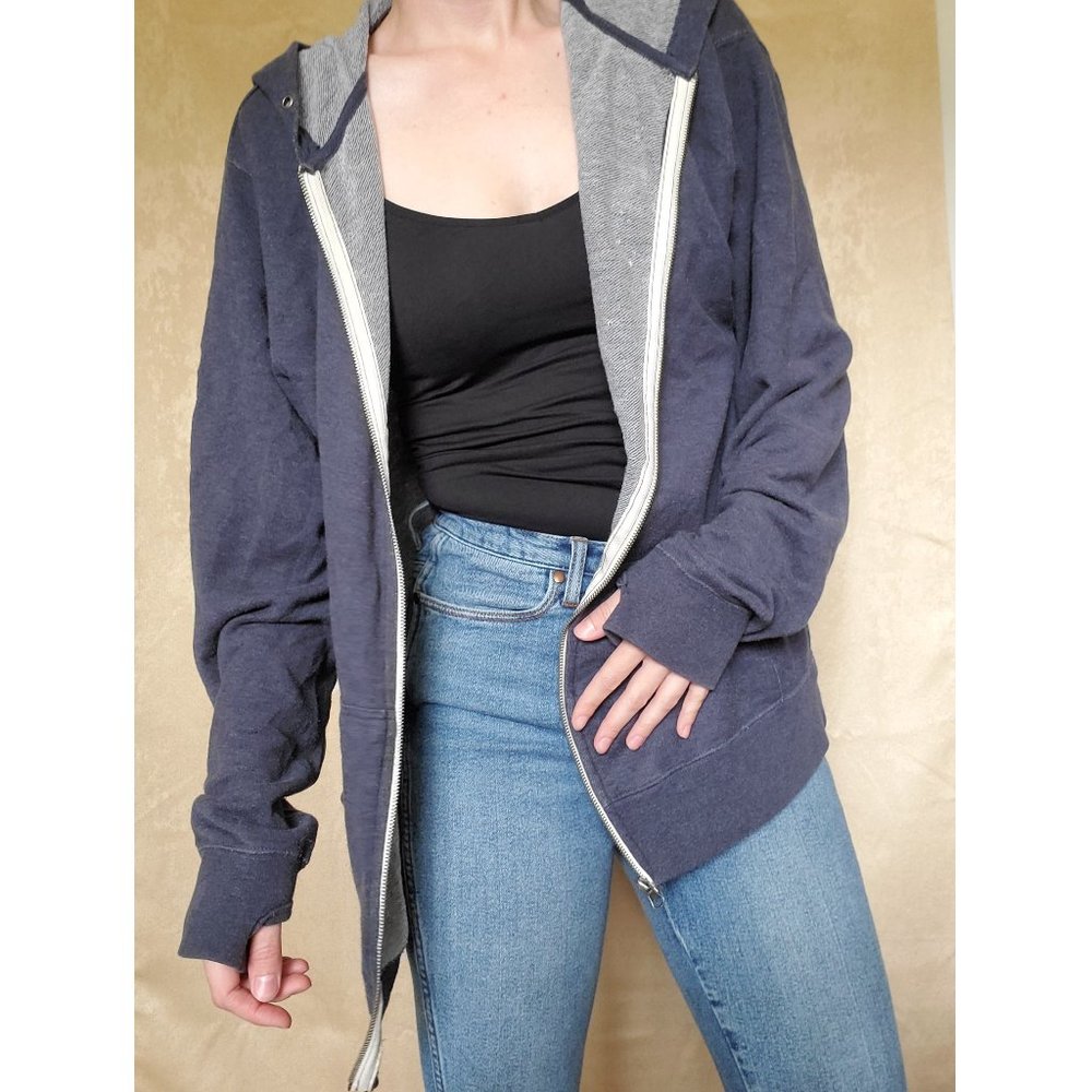 Navy blue zip-up hoodie